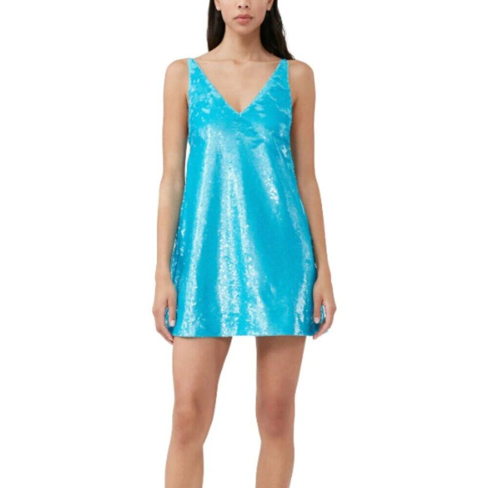 NWT Ganni Sequin Slip Mini Dress Blue